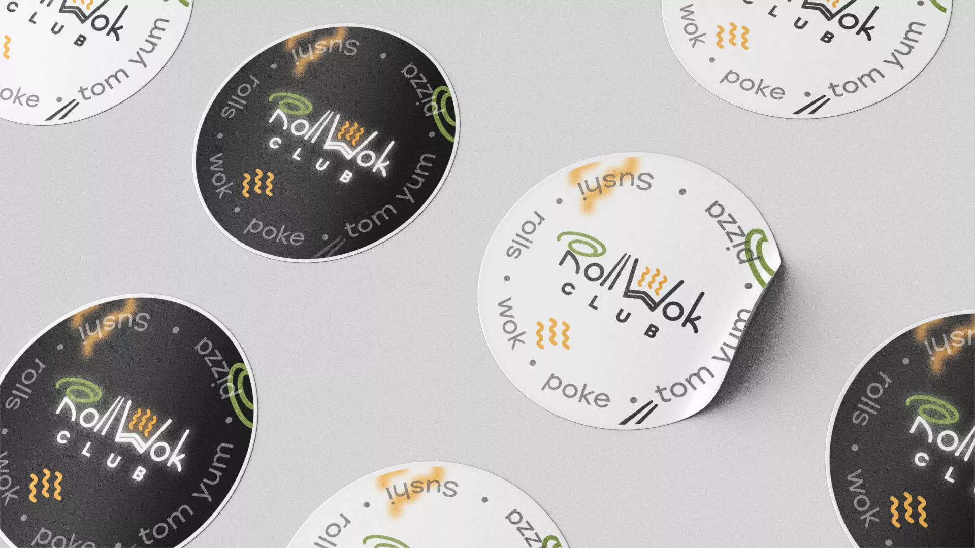 Разработка наклеек для суши-бара «Roll Wok Club» в Мглине